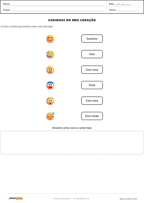Atividade emoções educação infantil