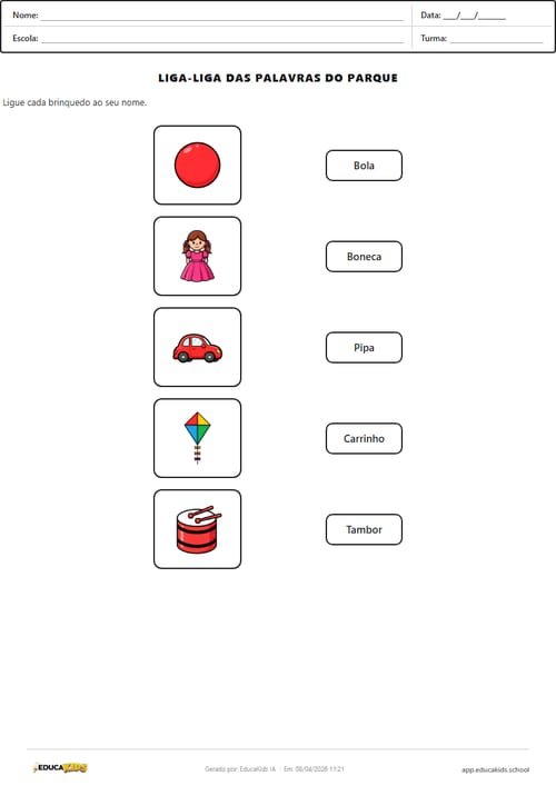 Ligar imagem ao nome educação infantil