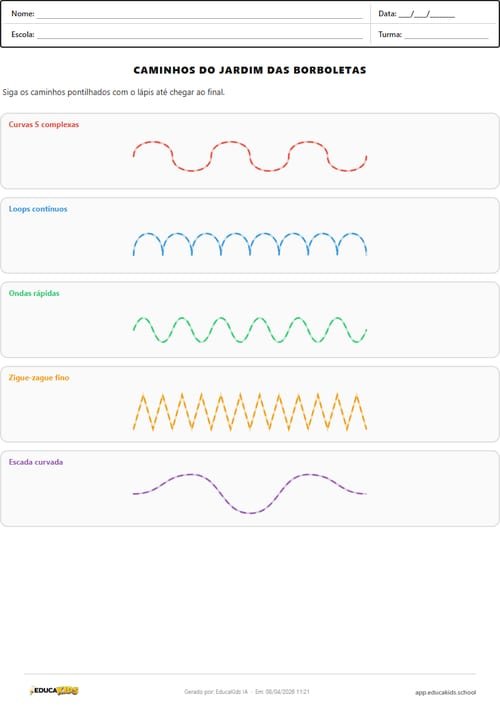 Traçado de caminhos educação infantil